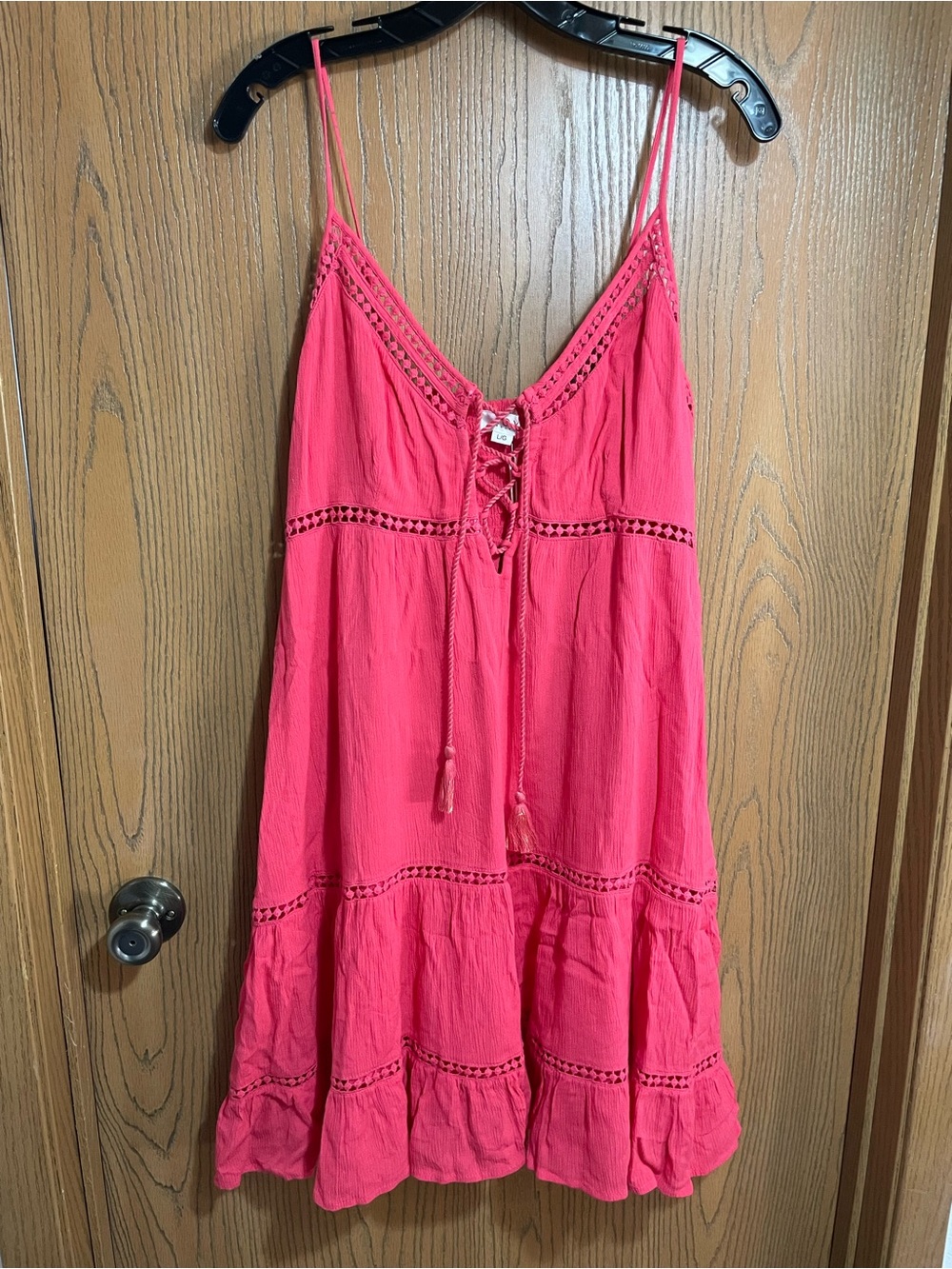 NWT Mini Sundress in Bright Pink with Tie Front and Adjustable Straps